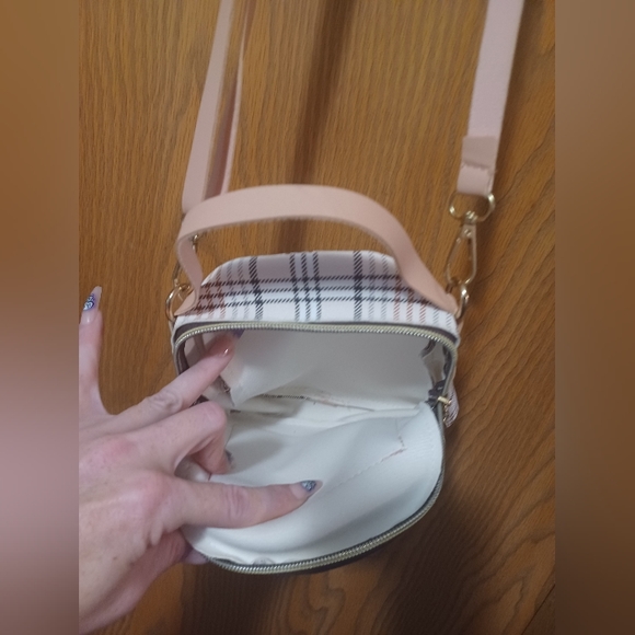 Small plaid PU leather 2-way purse - Picture 6 of 10